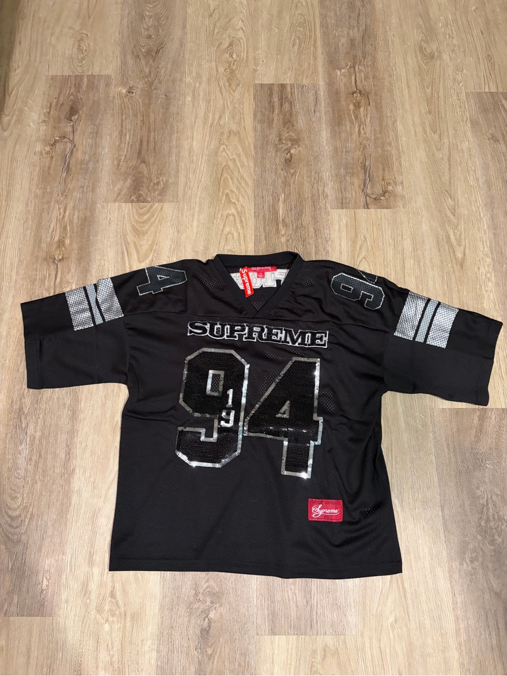 Supreme Black Jersey with Silver 94 Graphic